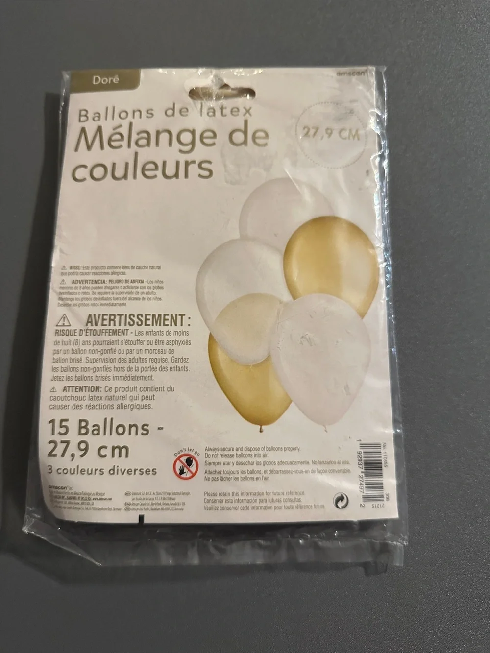 Gold and White Latex Balloons - Mélange de couleurs - 15 Pack